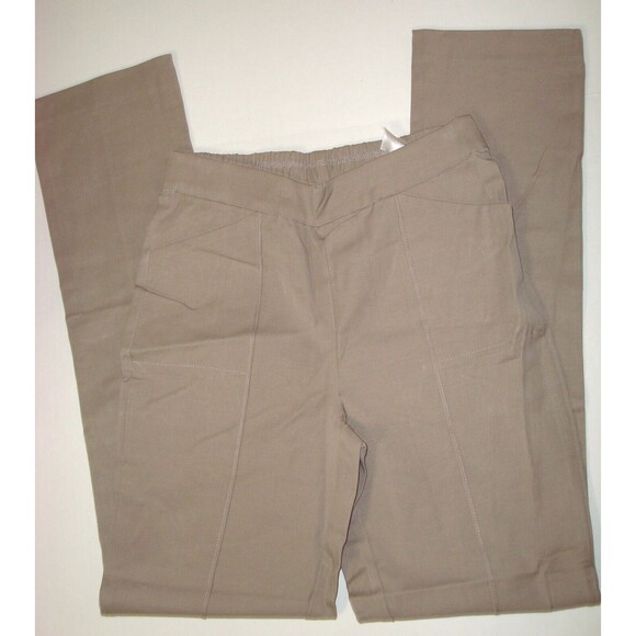 New Womens Isaac Mizrahi Live 6 T Tall 24/7 Straight Pant Stonewall Grey Tan - Picture 2 of 8